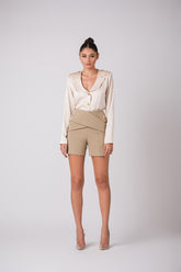 Long Sleeve Button-Up Satin Blouse